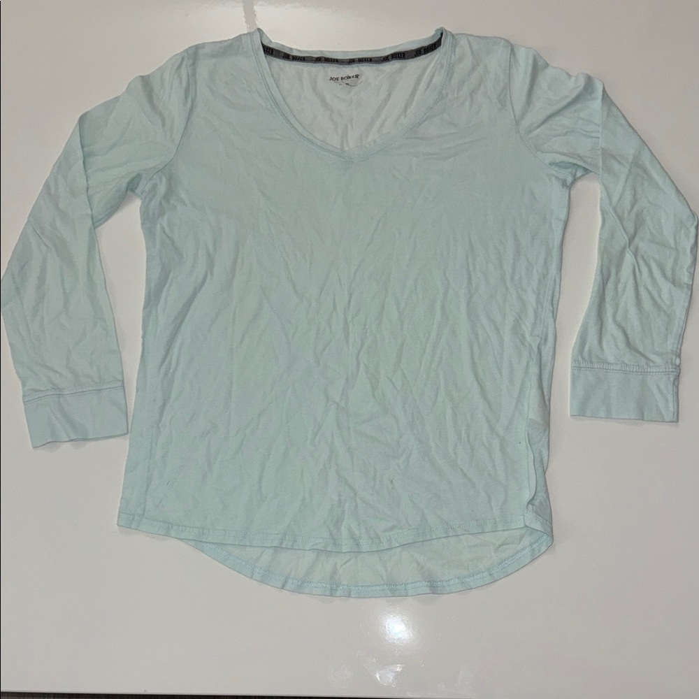 Joe Boxer Light Blue Long Sleeve V-Neck Top Size XL/EG